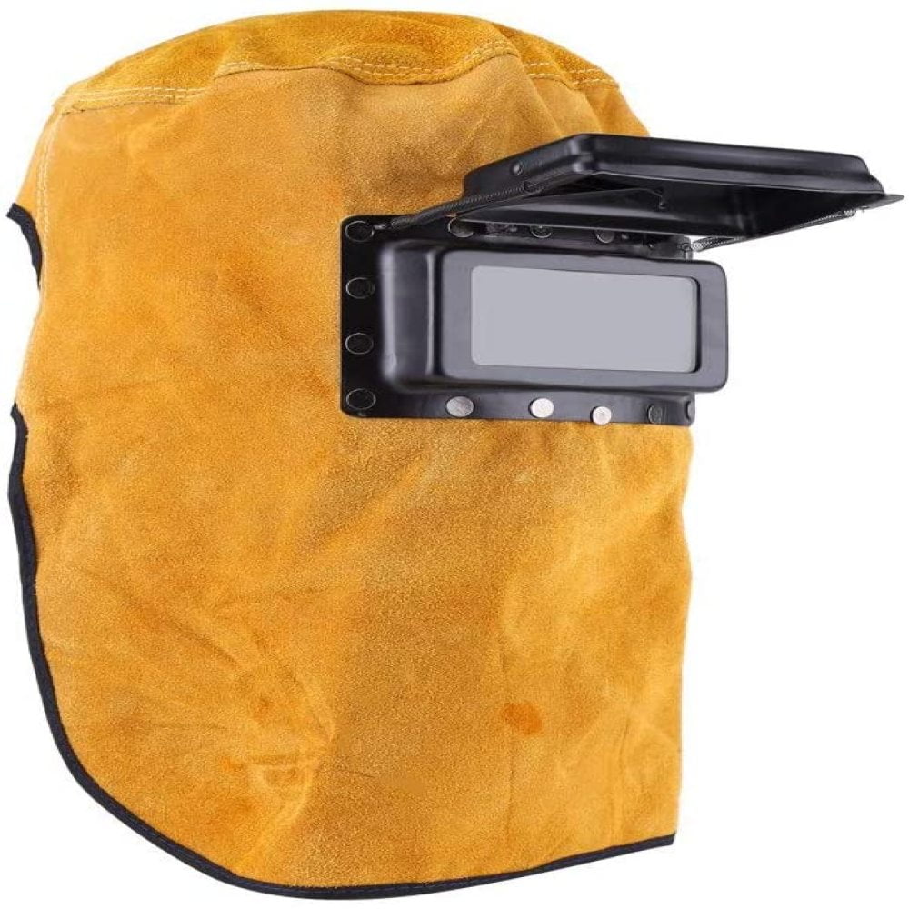 Yellow Welder Masks Leather Welding Helmet Hood Safety Protector Cap Brown