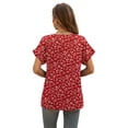 thumbnail image 6 of Uvplove Summer Blouses for Women Elegant Casual V Neck Chiffon Blouses Tops Shirts,MM F Red,2XL, 6 of 7