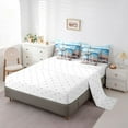 thumbnail image 3 of Erosebridal Summer Beach Bed in a Bag Twin Size, Seaside Seashell Conch Starfish Bed Set, Reversible 7 Pieces, 3 of 4