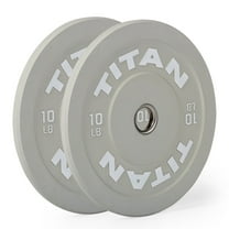 Titan Fitness 10 LB Economy Olympic Bumper Plates, Color-Coded by IWF Standards, Low Bounce Rubber with Steel Insert