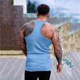 thumbnail image 5 of Men's Solid Color Tightening Spring/Summer Knit Vertical Stripe Bodybuilding Fitness Vest Men's I-Line Vest 2XL, 5 of 5