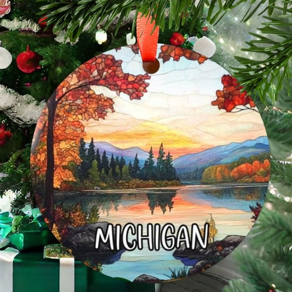 Michigan Christmas Ornament, Ceramic/Acrylic - Michigan Travel Souvenir, Tree Hanging Ornament, Vacation Keepsake 2025, Wanderlust Gift, Collectible 2025