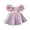 Pink, variant on Xihbxyly Girls Dresses Toddler Girls Solid Color Retro Flowers Short Sleeve Birthday Party Gown Kids Dresses