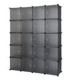 thumbnail image 3 of 20 Cube Organizer Stackable Plastic Cube Storage Shelves Design Multifunctional Modular Closet Cabinet with Hanging Rod Brown, 3 of 6