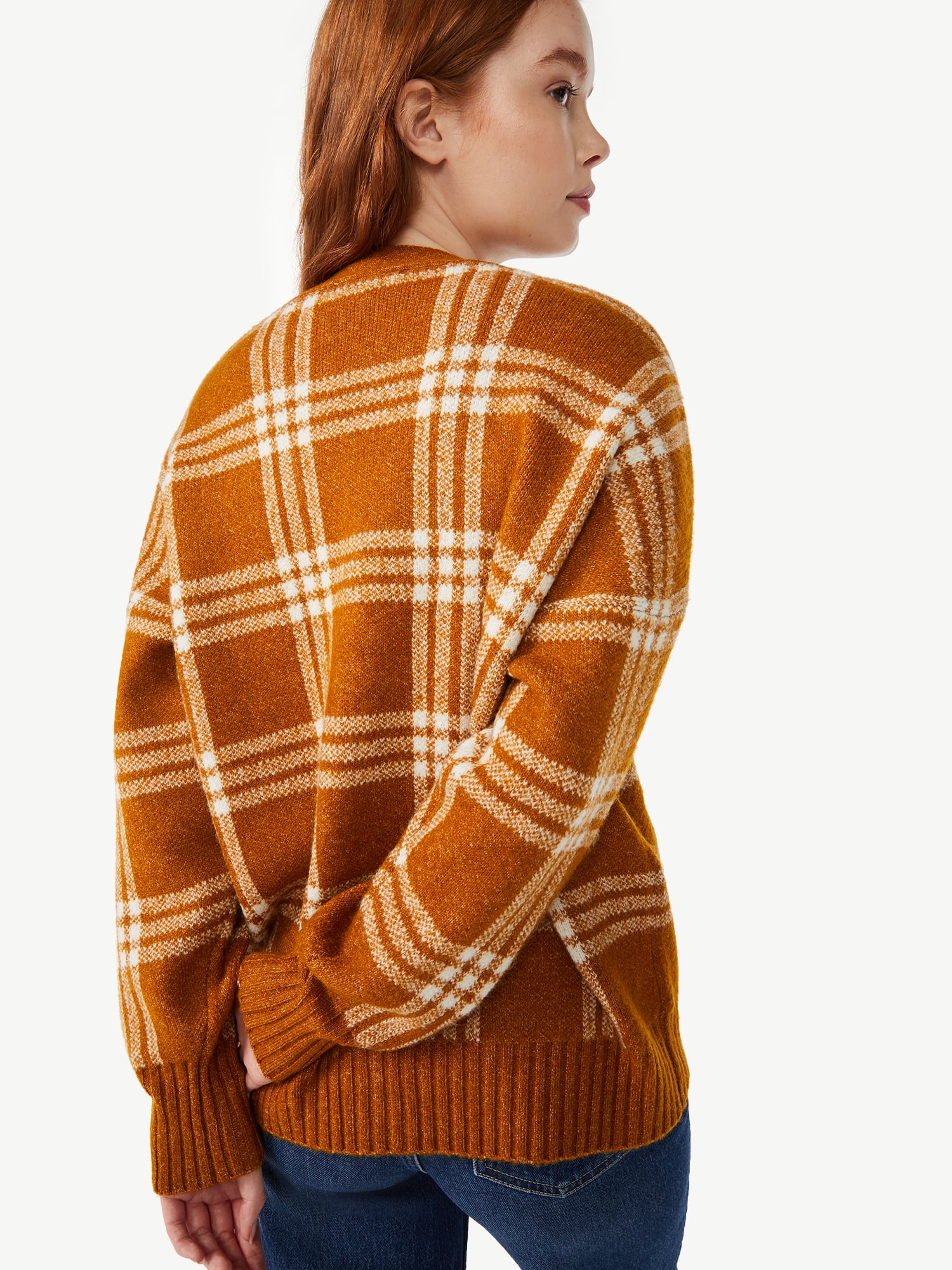 Grandpa Plaid Fuzzy Cardigan - Walmart 