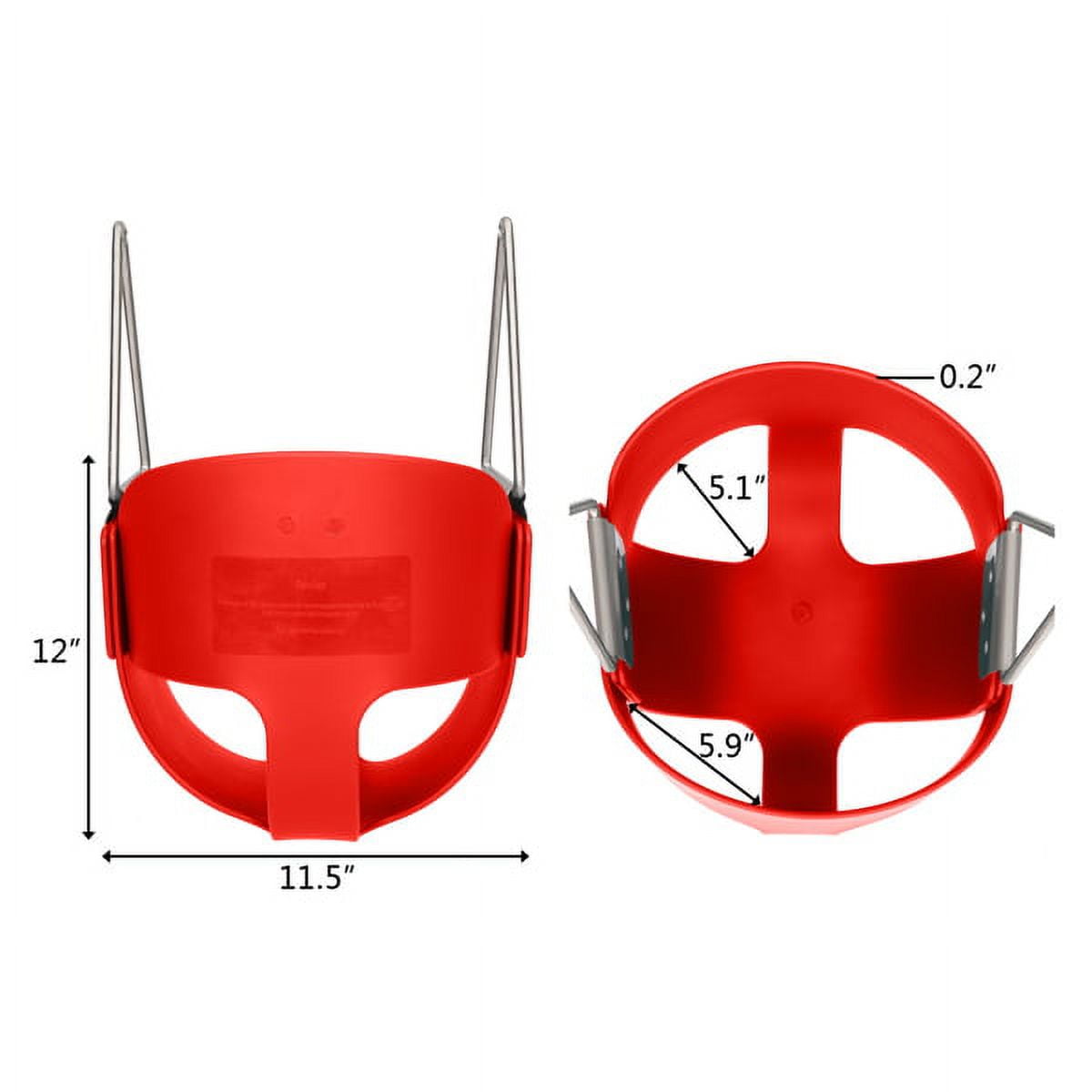 Clearance! Toddler High Back Full Bucket Swing Seat Kids Swing Set Accessories Snap Hooks & 1PCS Hanging Strap Support 156lb