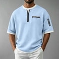thumbnail image 5 of hotojiny Men's Quarter Zip Pullover Lightweight Textured Half Sleeve Sweatshirt Casual Crew Neck Patchwork Shirts, 5 of 7
