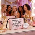 thumbnail image 6 of 24Pcs Inspirational Gifts Bulk for Women with 12 Inspirational Make Up Bags and Bulk 12 Compact Mirror, “You are Awesome” Design Pink Canvas Cosmetic Bag Sets for Birthday Thanksgiving Mother’s Day, 6 of 6