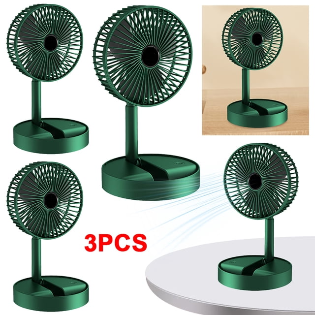 JShteea Ventilador Plegable Escritorio 2000 Mah Ventiladores Telescópicos USB Portátiles para El (verde)