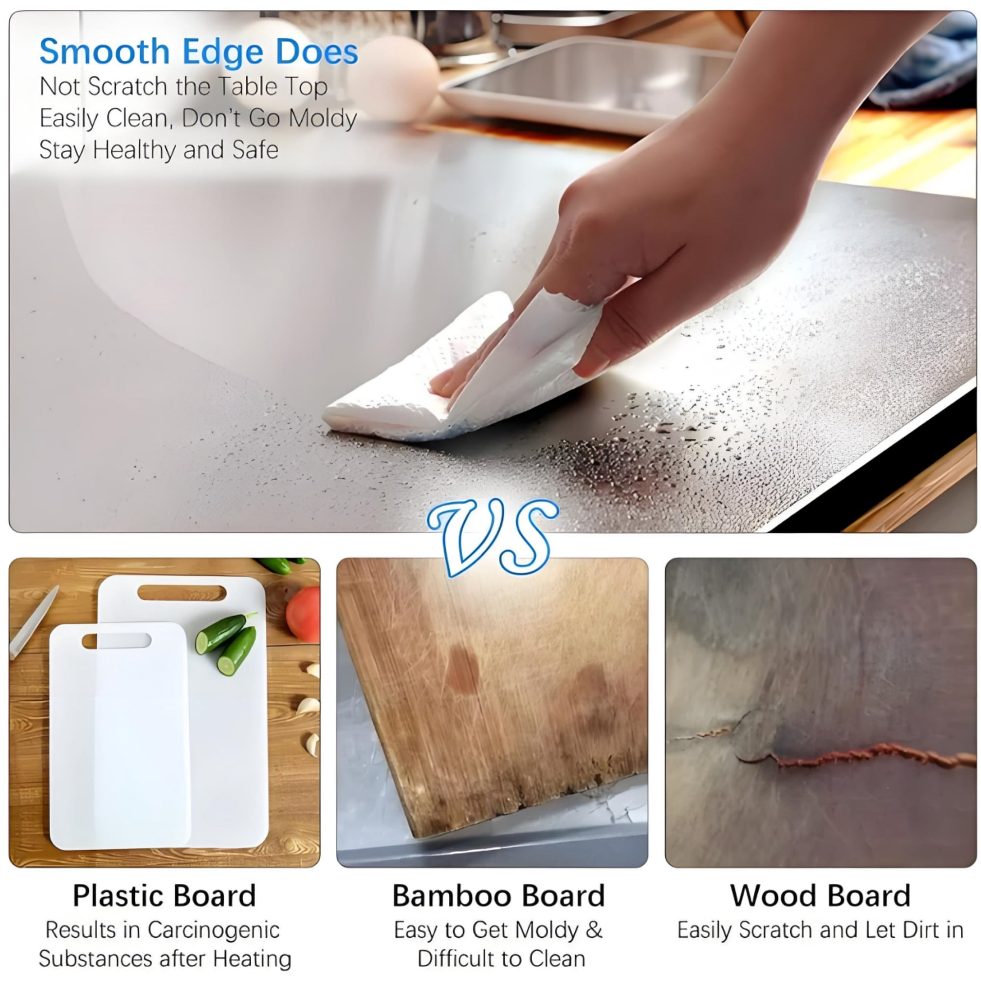 Gomok 304 Stainless Steel Cutting Board for Kitchen, 19.7"L x 19.7"W Square Chopping Board with Lip, Double-Sided for Use, Silver