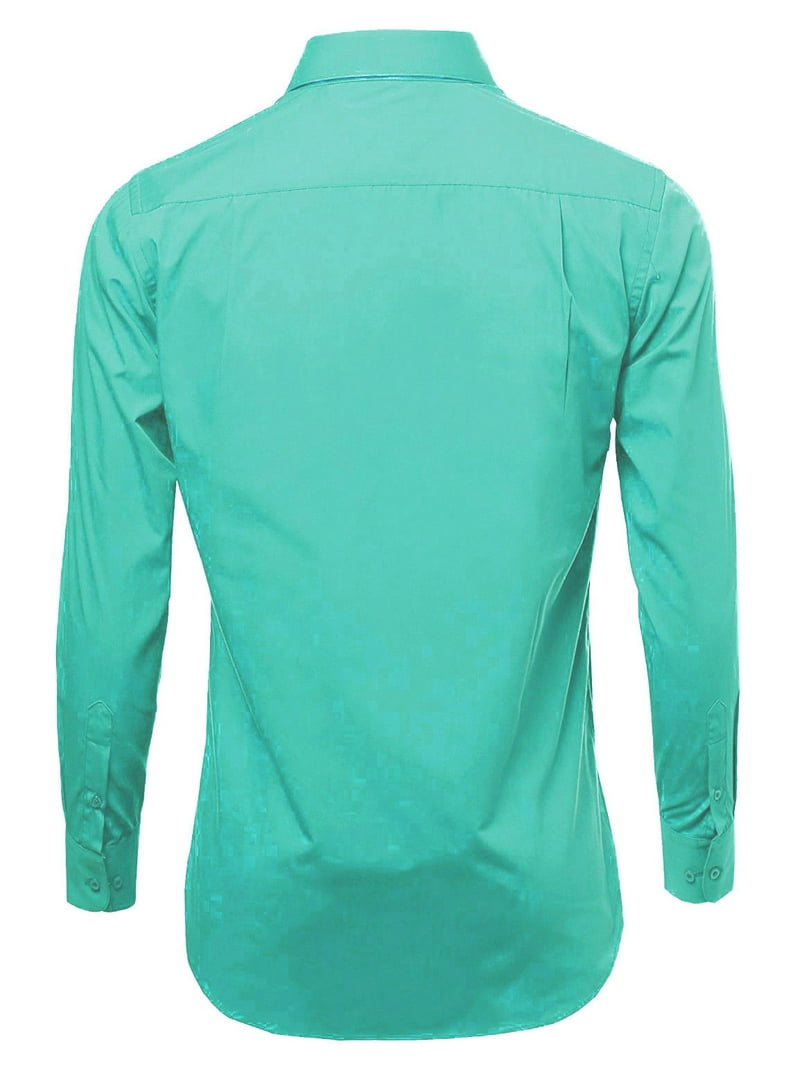 sea green dress shirt Men's Basic Solid Color Button Up Dress Shirt (Aqua), Aqua / 2X-Large/18-18.5 Neck/36-37 Sleeve