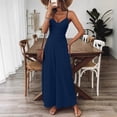 thumbnail image 6 of FRSASU Summer Dresses for Women Sleeveless High Waist Flowy Boho Maxi Dress Beach Vacation Long Sundress Dark Blue, 6 of 8