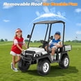 thumbnail image 3 of TOKTOO 24V Ride on Toys for Big Kids, Kids Golf Cart, 2 Seater Electric Ride on Car with Remote Control, Detachable Awning, 4*96W Powerful Motors for Boys Girls Aged 3-8 Years, White, 3 of 7