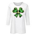 thumbnail image 5 of Elvqul T-Shirts pour Femmes Imprimés Fête de la Saint-Patrick Grande Taille T-Shirts Chandail Vert Col Rond Vacances Manches 3/4 Hauts pour Dames Stylés, 5 of 5