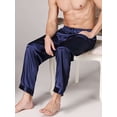 thumbnail image 3 of Deago Men's Satin Silky Pajama Pant Long Pj Bottoms Soft Lounge Sleep Pants with Drawstring (Blue, M), 3 of 8