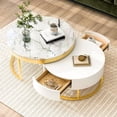 thumbnail image 1 of Table Basse Ronde Blanche Gigogne avec Tiroirs de Rangement - Design Moderne, Tables Gigognes Peu Encombrantes, Construction Durable, Idéale pour les Petits Appartements et les Salons au Canada, 1 of 11