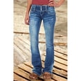 thumbnail image 1 of Women's Low Rise Ripped Baggy Jeans Loose Fit Wide Leg Retro Korean Style Polyester Pants, 1 of 9