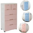 thumbnail image 6 of FETCOI 5 Layers Storage Cabinets 6 Drawer Plastic Cabinet Dresser Closet Clothes Storage (Pink), 6 of 7