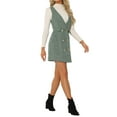 thumbnail image 4 of INSPIRE CHIC Women's Button V Neck Plaid Tweed High Waist Office Overall Dress, 4 of 5