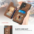 thumbnail image 5 of SaniMore for Samsung Galaxy S23 Ultra Wallet Case, [RFID Blocking] Elastic Card Slot Vehicle Magnetic PU Leather Ring Holder & Lanyard Stand Money Pocket Cover for Samsung S23 Ultra 5G, Brown, 5 of 12