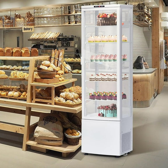 Rugerasy 9.8 Cubic 278L Commercial Beverage Cooler Refrigerator–Glass Door Merchandiser Fridge with LED Display,Adjustable Shelves,4 Casters–Drink Display Cooler for Store,Bar,Office,White