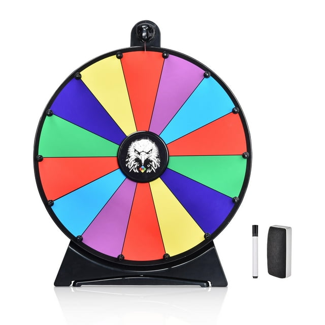 WinSpin Roue de Prix 20 Pouces 14 Emplacements Effaçable à Sec Roue Tournante pour Pub Fête Aigle