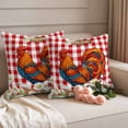 thumbnail image 2 of Farm Home Pillow Covers 2 Pack Red Plaid Rooster Daisy Spring Summer Pillowcase Waterproof Outdoor Throw Pillow Cover for Patio Garden Square Cushion 16”x16”, 2 of 9