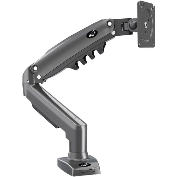 ELG Single Monitor Desk Mount Arm – Full Motion Gas Spring Stand for 17–35″ Displays, VESA, Black