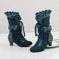thumbnail image 6 of Mepaouo Womens Shoes Lace Bow High Thick Heel Ankle Boots Victorian Classic Retro Dress Booties, 6 of 6