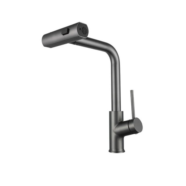 Black Kitchen Faucets Gray Pull Out Rotation Waterfall Stream Sprayer, Head Sink Mixer Brushed Nickle Water Tap Accessories ,Versatile Features