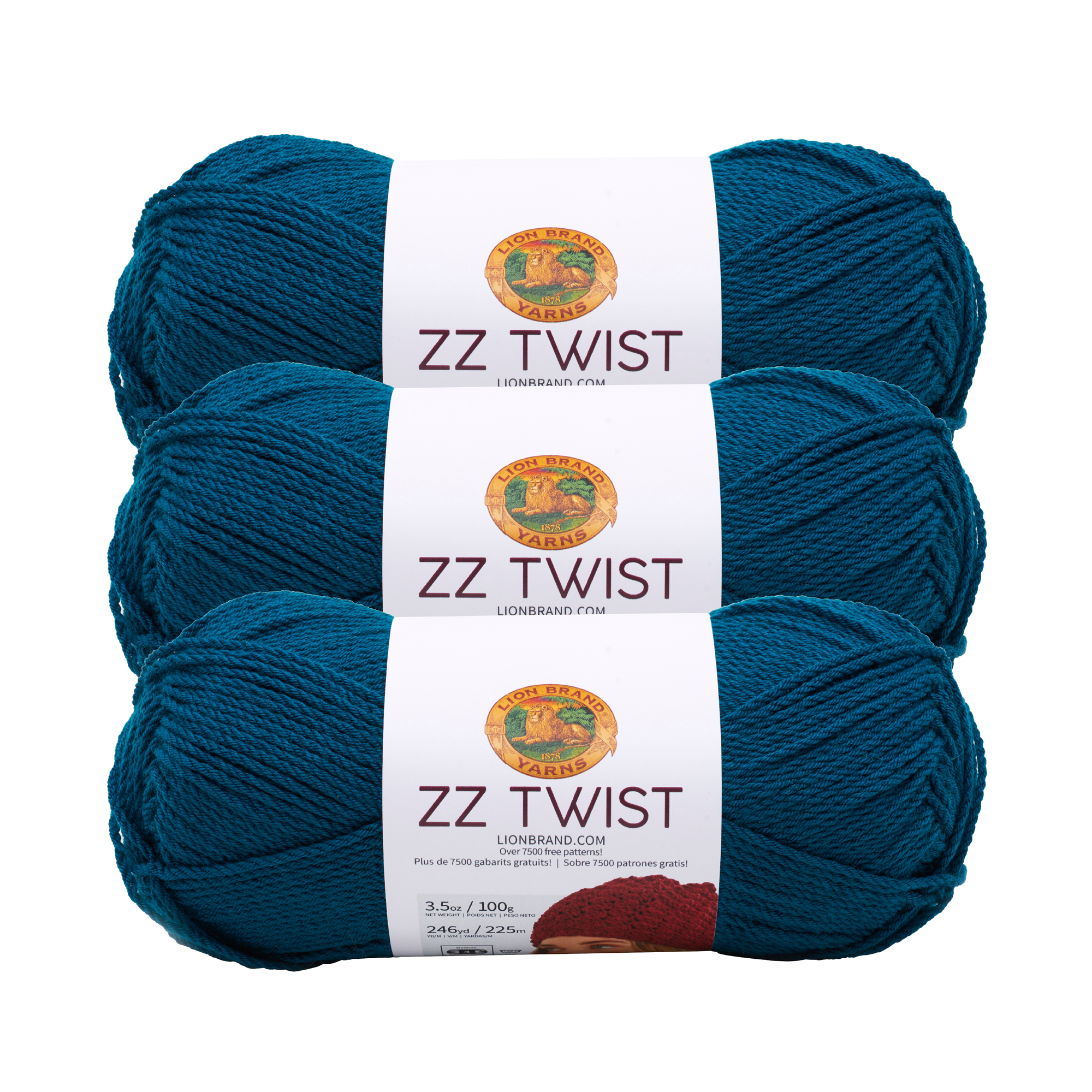 Lion Brand Yarn ZZ Twist Peacock ZTwist Crochet Medium Acrylic Green
