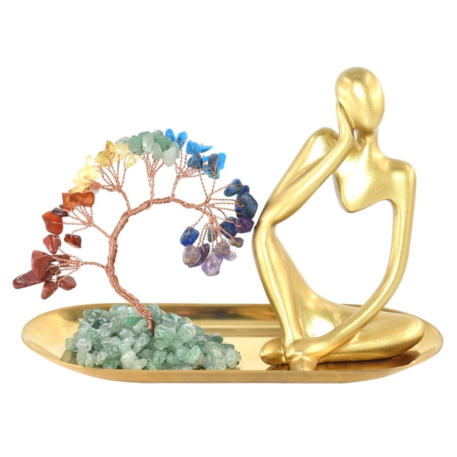 LCXmlly Mini Tongs Crystal Tree Ornament Standing Meditation Symbol Desktop Decor Household Accessories