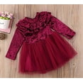 thumbnail image 4 of Styles I Love Little Girls Long Sleeve Ruffle Trim Velvet Tutu Dress Holiday Christmas Party Dresses, 4 of 6