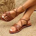 thumbnail image 3 of Women's Flat Sandals Strappy Dressy Ankle Strap Casual Summer Thong Sandals for Beach,41, 3 of 6