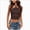 Coffee, variant on Women Sexy Keyhole Cutout Halter Top Satin Silk High Neck Backless Crop Tank Summer Going Out Party Club Tops (Wine,S)
