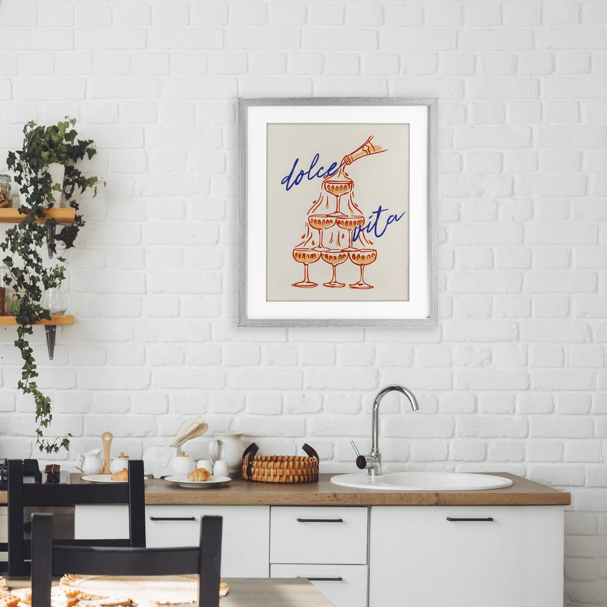 Stupell Industries Dolce Vita Champagne Tower Gray Framed Print Under Glass, design by The Prints Vibe