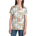 thumbnail image 3 of Wukai Lovely Bear Youth Unisex Short Sleeve T-Shirt for Boys, Girls, Teens, and Kids-Medium, 3 of 7