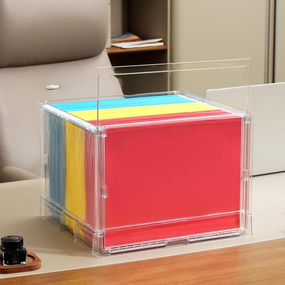 File Box,Hanging File Organizer,Portable Storage Bins with Lids,Letter-size File Holder File Cabinet for Office/Home/Decor No Folders(3Pack)