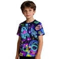thumbnail image 1 of HNMKIU T-Shirt à Manches Courtes à Col Rond avec Imprimé Graphique Cool pour Garçons, Doux, Confortable, Décontracté, Tenue Quotidienne, Hauts pour Jeunes, Vêtements, Bleu Foncé, 6-7 Ans, 1 of 4