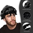 thumbnail image 2 of DODAMOUR Velvet Satin-Lined Durag and Halo Turban Wrap for Men and Women, Black, 2 of 6