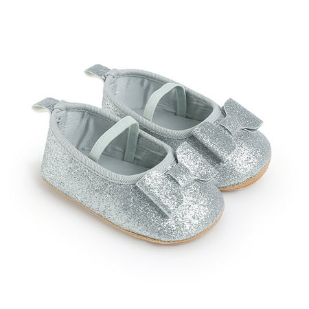 

Awevudst Baby Girl Mary Jean Flats Sparkly Bow Walking Shoes for Spring Fall