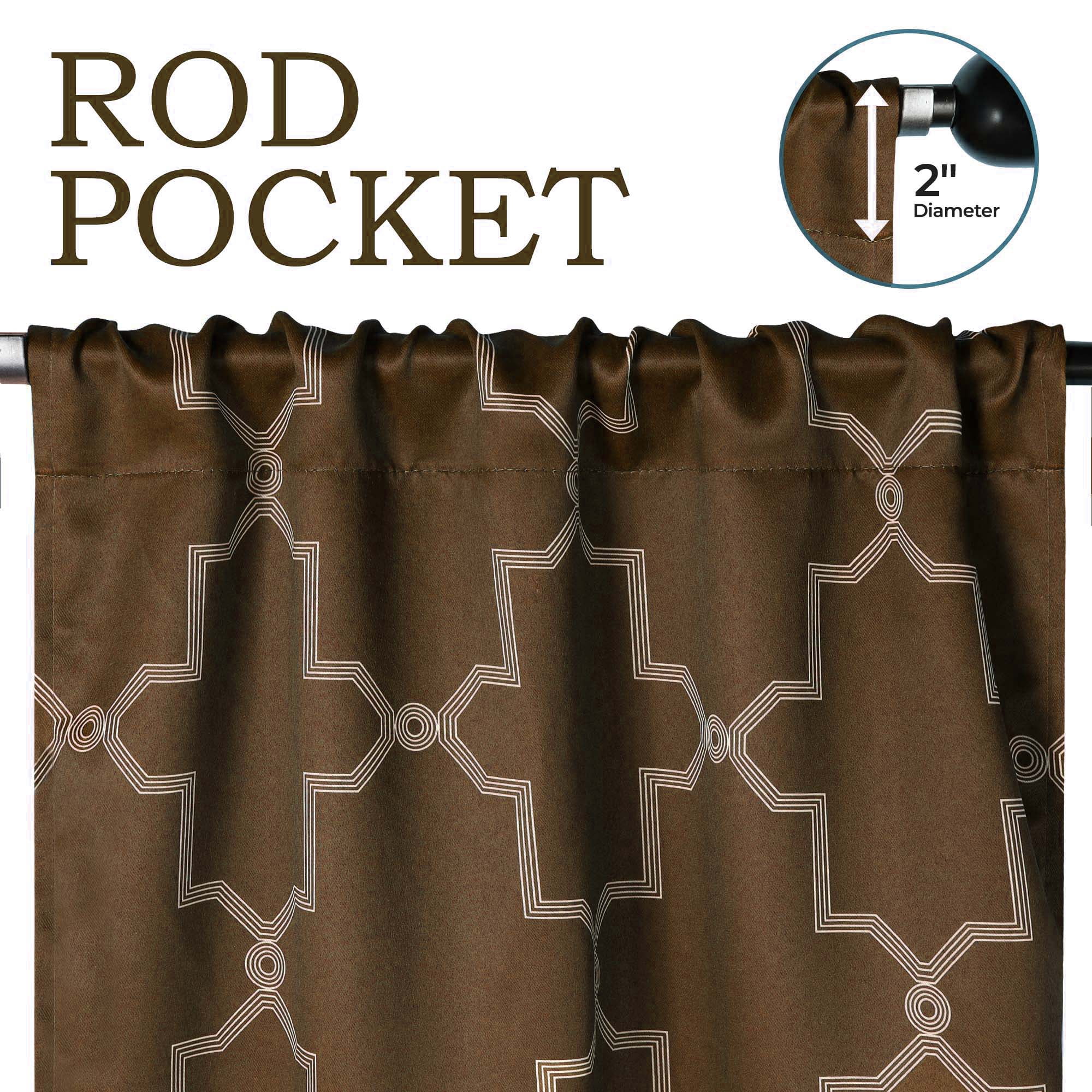 Superior Trellis Blackout Grommet Curtain Panel Pair, Set of 2 Curtains, 42"W x 63"L, Cappuccino