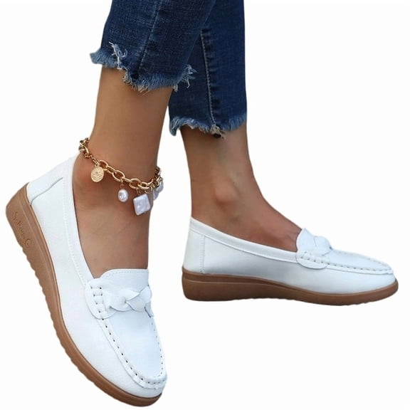 Willtoo Womens Fashion Wedge Loafer Classic Slip On Soft Sole Driving Business Work Dress Boat Shoes Daily Lightweight Non-Slip Penny Casual Shoes