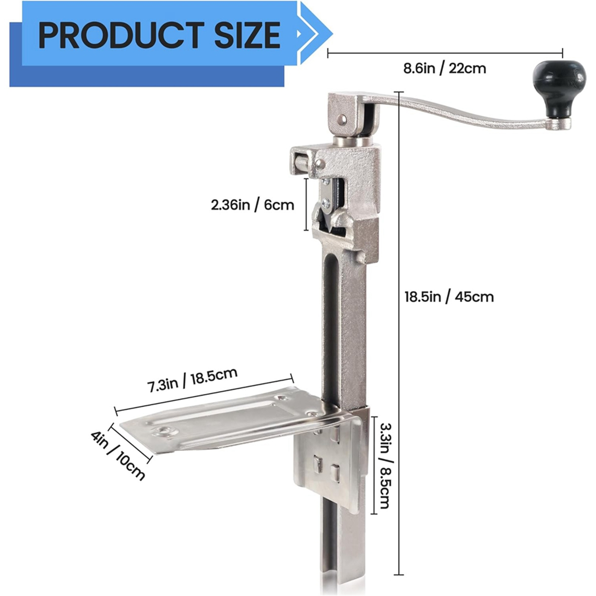 Commercial Can Opener Heavy Duty, Manual Can Opener with Plated Steel Base for Restaurant, Food Store, Hotel, Bar