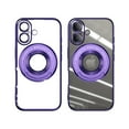 thumbnail image 4 of Allytechgroup Plating Frame Case for iPhone 16, Built-in Kickstand Support Wireless Cahgring Anti Yellowing Shockproof Magnetic Clear Back Cover for iPhone 16, Darkpurple, 4 of 6