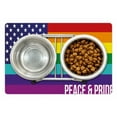 thumbnail image 1 of Pride Pet Mat for Food and Water, Mixed Flag Design American and LGBT Gay Lesbian Parade Rainbow Peace and Pride Themed, Non-Slip Rubber Mat for Dogs and Cats, 18" X 12", by Ambesonne, 1 of 2