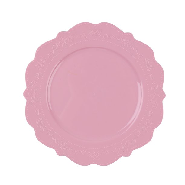 Way To Celebrate 10" Elegant Pink Plates, Disposable Heavy Duty Round