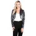thumbnail image 3 of Fashion Secrets Women's Collarless Velvet Velour Bolero Shrug Cardigan (X-Large, Gray), 3 of 5
