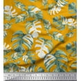 thumbnail image 1 of Soimoi Gold Satin Silk Fabric Monstera Leaves Printed Craft Fabric by the Yard 42 Inch Wide, 1 of 1