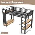 thumbnail image 6 of Leumius Twin XL size Loft Bed with Wardrobe,Metal Loft Bed Frame with Storage Shelves and Pegboard,, 6 of 13